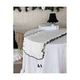 KaiAtelier Natural Nakışlı Keten Fırfırlı Dikdörtgen Runner 40x120cm
