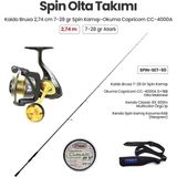 Kaido Bruxa 2.74 M 7-28 gr Spin Kamışı + Okuma Capricorn CC-4000A Spin Makinesi + Spin Set 50