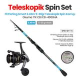 Kaido Fil Fishing Smart 2.40m 5-20gr Teleskopik Spin Kamışı + Okuma ITX CB ICB-4000HA Olta Makinesi + Teleskopik Spin Set 74
