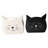 KAIGOBOX Tezgah için Sünger Tutucu 2 Parça Bulaşık Sünger Tutucu Seramik Sünger Caddy Kedi Şekli Mutfak Lavabo-Mutfak Dekoru için Sünger Tutucu Sevimli Mutfak Aksesuarları (Siyah Beyaz)