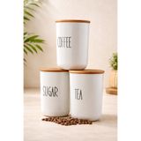 KaiHome 3lü Plastik Bambu Kapaklı Çay/Kahve/Şeker Kavanozu