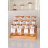 KaiHome Ahşap Merdiven Standlı 12li 300 ml Baharatlık 12 Adet Ahşap Kaşık