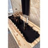 KaiHome Fırfırlı Siyah %100 Keten Kumaş Runner 50cm X 155cm