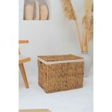 KaiHome Hasır Su Sümbülü Kapaklı Büyük Boy Sandık Model 56x39x44 cm Düzenleyici/Organizer/Çamaşır Sepeti