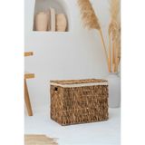KaiHome Hasır Su Sümbülü Kapaklı Orta Boy Sandık Model 51x34x40cm Düzenleyici/Organizer/Çamaşır Sepeti