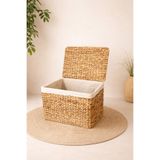 KaiHome Hasır Su Sümbülü Kapaklı Sandık Model 50x37x34cm Düzenleyici/Organizer/Çamaşır Sepeti