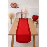 KaiHome Lovely Serisi Kırmızı Keten Fırfırlı Runner 50x150