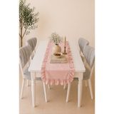 KaiHome Rosy Keten Fırfırlı Runner Pembe