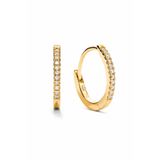 KAIROS JEWELRY 14 Ayar Altın Taşlı 12 mm Halka Zarif Günlük Kadın Küpe