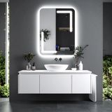 Kaivo Led'li Lazer Kumlamalı Lavabo & Banyo Aynası (Dokunmatik Sensörlü) beyaz ledli 80 x 60