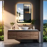 Kaivo Led'li Lazer Kumlamalı Lavabo & Banyo Aynası (Dokunmatik Sensörlü) günışığı ledli 70 x 45
