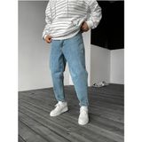 Kaizer Denim Buzmavi Baggy Pantalon Erkek 34 Beden Günlük Kullanım İçin Düz Desenli - Açık Mavi