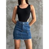 Kaizer Denim Kadın Kot Mini Etek - 34 - 0-Lacivert