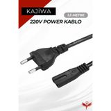 KAJİWA 1.5 Metre 220V Elektrik Power Kablosu - Işıldak, Televizyon, Radyo, Playstation Cereyan Güç Kablosu