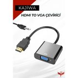 KAJİWA HDMI to VGA Görüntü Kablosu (Sesli) Monitör-Pc Kablosu