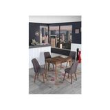 Kaktüs Avm 4 Kişilik Sabit Masa Sandalye Takımı 70X110 cm Mutfak Masası Takımı Yemek Masası Masa Takımı - Gri - 70 x 110 cm