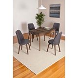 Kaktüs Avm 4 Kişilik Sabit Masa Sandalye Takımı 70x110 Cm Mutfak Masası Takımı Yemek Masası Masa Takımı Gri