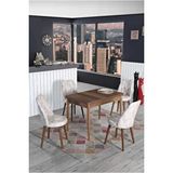 Kaktüs Avm 4 Kişilik Sabit Masa Sandalye Takımı 70x110 Cm Mutfak Masası Takımı Yemek Masası Masa Takımı Krem