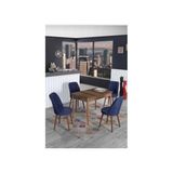 Kaktüs Avm 4 Kişilik Sabit Masa Sandalye Takımı 70X110 cm Mutfak Masası Takımı Yemek Masası Masa Takımı - Lacivert - 70 x 110 cm