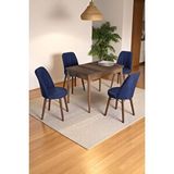 Kaktüs Avm 4 Kişilik Sabit Masa Sandalye Takımı 70x110 Cm Mutfak Masası Takımı Yemek Masası Masa Takımı Lacivert