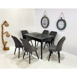 Kaktüs Avm 6 Kişilik Açılır Masa Sandalye Mutfak Salon Yemek Masası Takımı - Antrasit Gri - 80 x 130 cm