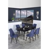 Kaktüs Avm 6 Kişilik Açılır Masa Sandalye Takımı Mutfak Masası - Lacivert - 80 x 130 cm