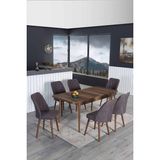 Kaktüs Avm 6 Kişilik Açılır Masa Sandalye Takımı Mutfak Masası Takımı Salon Masası Yemek Masası Masa Takımı - Antrasit Gri - 80 x 130 cm