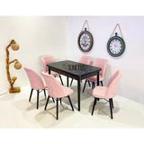 Kaktüs Avm 6 Kişilik Açılır Masa Sandalye Takımı Mutfak Masası Takımı Salon Masası Yemek Masası Masa Takımı - Pudra - Pembe - 80 x 130 cm