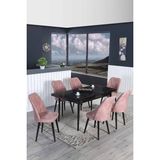 Kaktüs Avm 6 Kişilik Açılır Masa Sandalye Takımı Mutfak Masası Takımı Yemek Masası Salon Masası - Pudra - Pembe - 80 x 130 cm