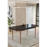Kaktüs Avm 80X170 Sunta Açılır Mutfak Masası - Siyah - Mermer Desen