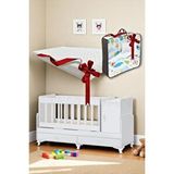 Kaktüs Avm Anne Yanı, Sallanır, Büyüyen Bebek Beşiği, Yataklı, Mavi Uyku Setli, Çekmeceli, Kapaklı 60 X 120 Beyaz