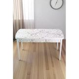 Kaktüs Avm Milas Serisi 80 x 132 Açılabilen Beyaz Mermer MDF Mutfak Masası, Yemek Masası Metal Ayak