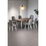Kaktüs Avm Minel Açılabilen Metal Ayak Mdf Mutfak Masası Takımı 6 Cappucino Sandalye 80 x 132 - 80 x 132 cm