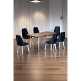 Kaktüs Avm Minel Açılabilen Metal Ayak Mdf Mutfak Masası Takımı 6 Siyah Sandalye 80 x 132 - 80 x 132 cm