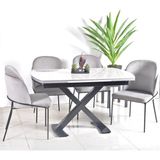 Kaktüs Avm Mutfak Masası Takımı 6 Kişilik Açılır Masa Yemek Masası Mutfak Sandalyesi Masa Sandalye Takımı - Açık Gri - 80 x 132 cm