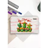 Kaktüs Desenli Kalem Kutusu Yıkanabilir Bez Kalemlik
