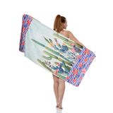 Kaktüs Desenli Plaj Havlusu, Spor Havlusu, Mikrofiber Hızlı Kuruyan Plaj Havlusu 70x140cm