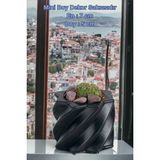Kaktüs Saksı Dünyası El Yapımı Saksı Dekoratif Saksı Küçük Boy Model 9 - Siyah