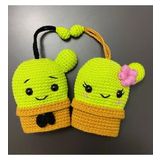 Kaktüs Sevgililer Anahtarlık Amigurumi Organik Oyuncak
