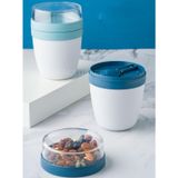 KaktüsKedi 2'Li Set Taşınabilir Kaşıklı Yoğurt Kabı - 700 Ml Pratik Yemek Saklama Ve Müsli Kabı Lacivert-Turkuaz, 7480000717645