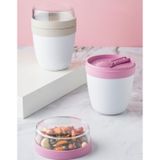 KaktüsKedi 2'li Set Taşınabilir Kaşıklı Yoğurt Kabı - 700 ML Pratik Yemek Saklama ve Müsli Kabı Lila-Kahverengi, 7480000717645