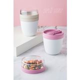 KaktüsKedi 2'li Set Taşınabilir Kaşıklı Yoğurt Kabı - 700 ML Pratik Yemek Saklama ve Müsli Kabı