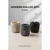 KaktüsKedi 3 Adet Kokusuz Dekoratif Face Küllük Seti