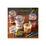 KaktüsKedi 4 'lü Set Çatallı Kaşıklı Atıştırmalık Yemek Yoğurt Müsli Granola Diyet Kabı - Yemek Saklama Kabı 716776