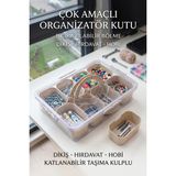 KaktüsKedi 8 Bölmeli Modüler Çok Amaçlı Organizer Kutu - Çıkarılabilir Hazneli Hobi, Dikiş ve Hırdavat Kutusu Kahverengi