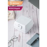 KaktüsKedi Bölmeli Beslenme Kutusu | Yemek Taşıma Ve Saklama Kabı Beyaz