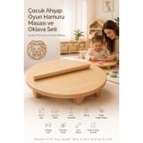KaktüsKedi Çocuk Ahşap Oyun Hamuru Masası ve Oklava Seti - 34 Cm Ayaklı Mini Hamur Açma Tahtası Montessori Eğitici Mutfak Aktivite Oyuncak Seti 714536