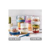 KaktüsKedi Dev Boy 4 'lü Set Meyveli Yoğurt Kabı - Yemek Saklama Ve Müsli Kabı