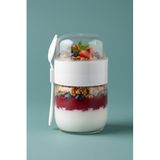 KaktüsKedi Kaşık Çatallı Cam Meyveli Yoğurt Müsli Kabı - Yemek Taşıma Ve Saklama Kabı - Öğün Bardağı 625 ML Beyaz, 7480000717855