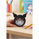 KaktüsKedi Kuromi Figürlü Dekoratif Mini Çocuk Odası Masa Saati, Sesli Alarm Fonksiyonlu, Siyah, 10x10 cm